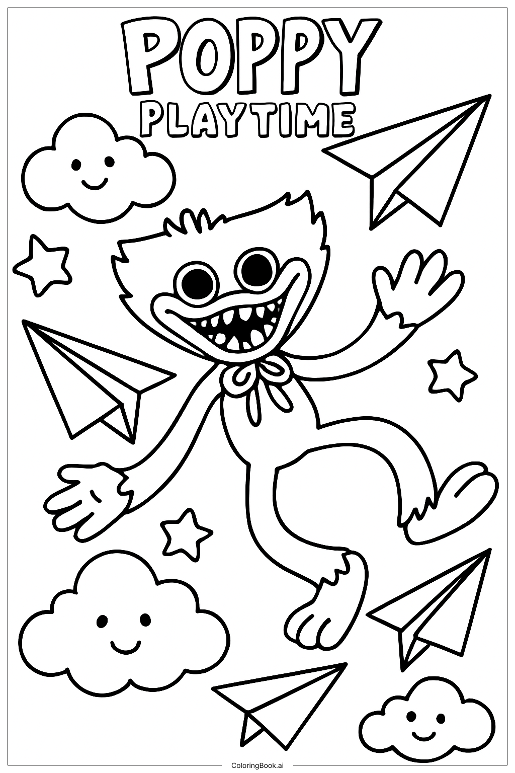  Poppy Playtime Flying Paper Planes Coloring Page 