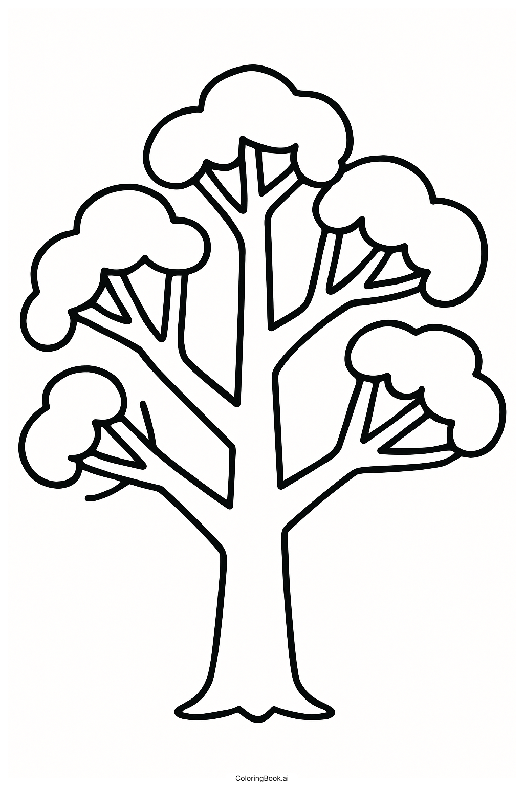  차가운 눈 오는 날의 나무 색칠공부 페이지 