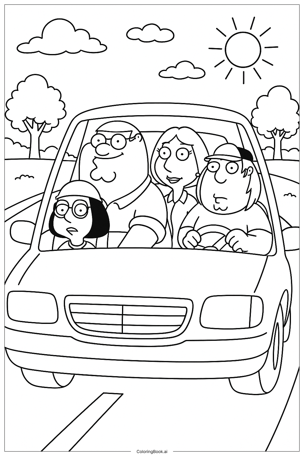  Family Guy Riding in the Car Coloring Page 
