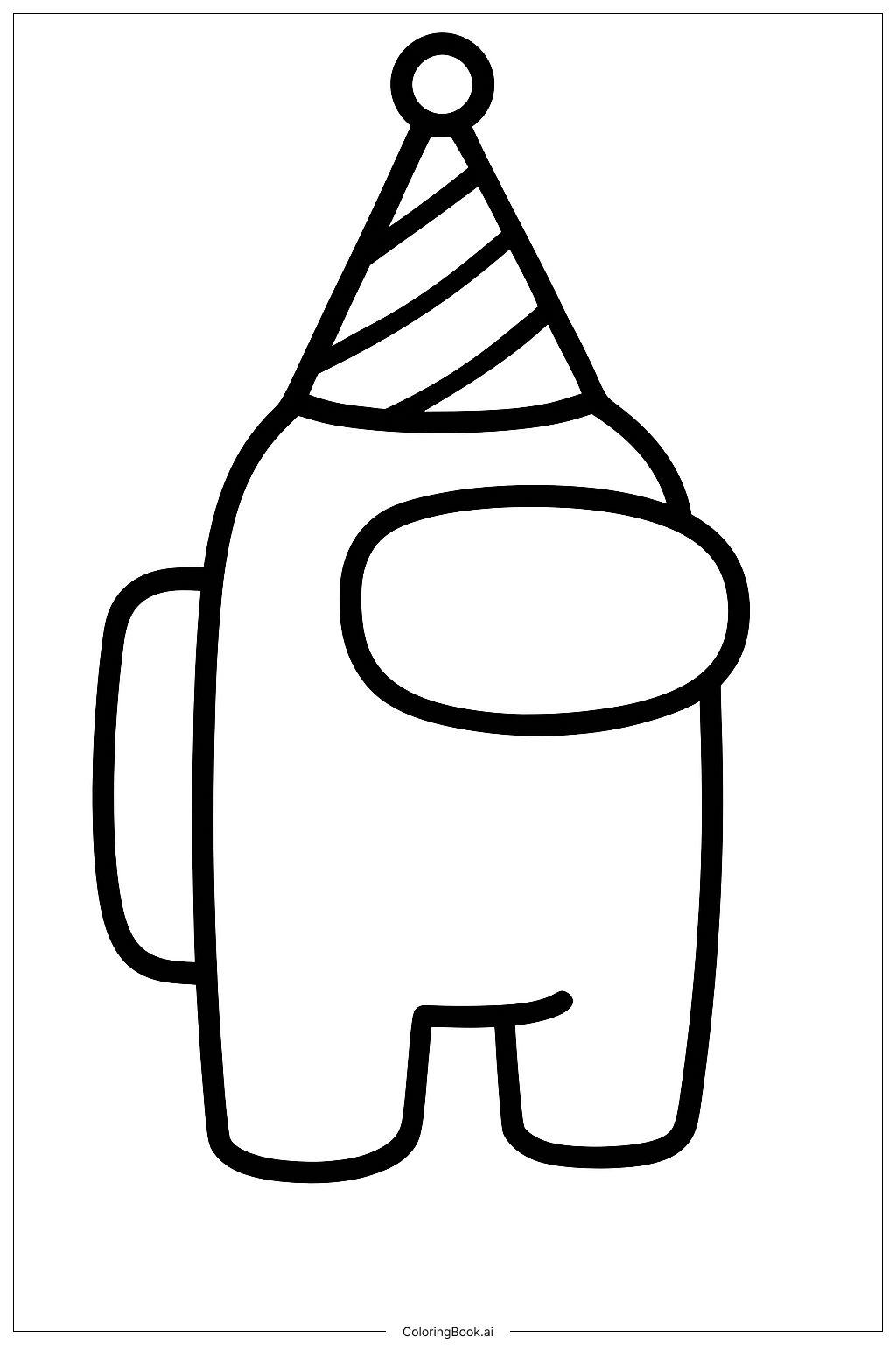  Among Us Character Wearing A Party Hat Coloring Page 