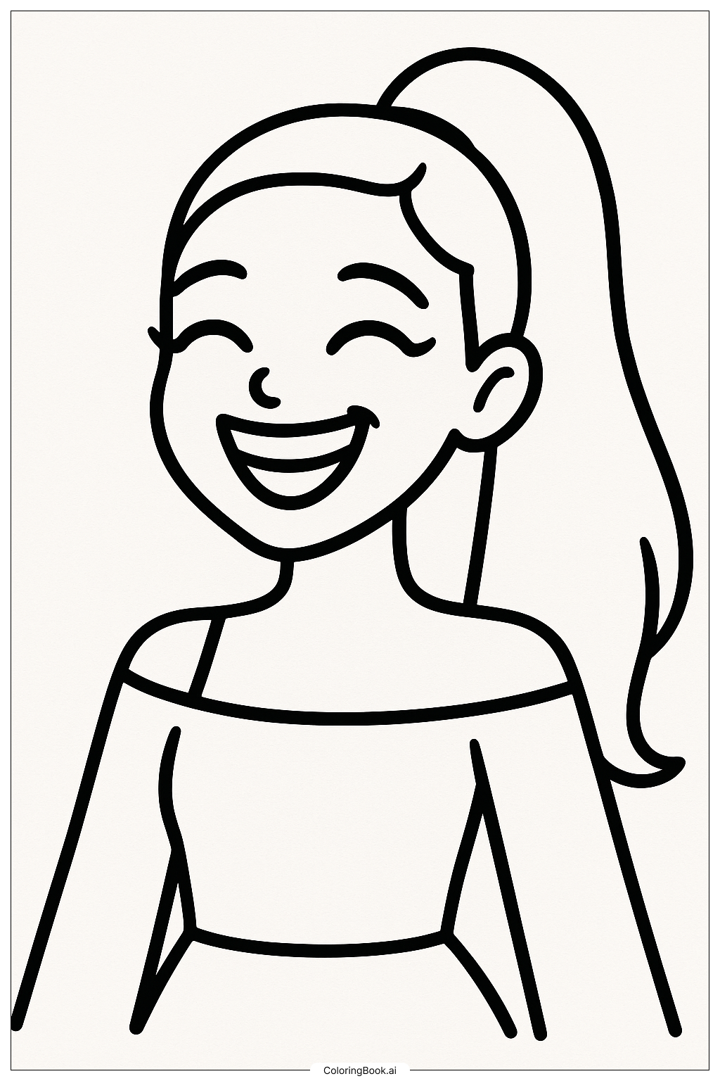 Página para colorear de Ariana Grande con una Gran Sonrisa 
