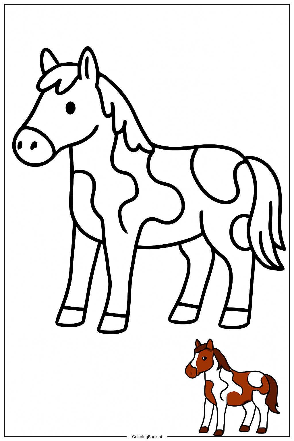  ペイントホースのカラフルなスポットコートの塗り絵ページ 