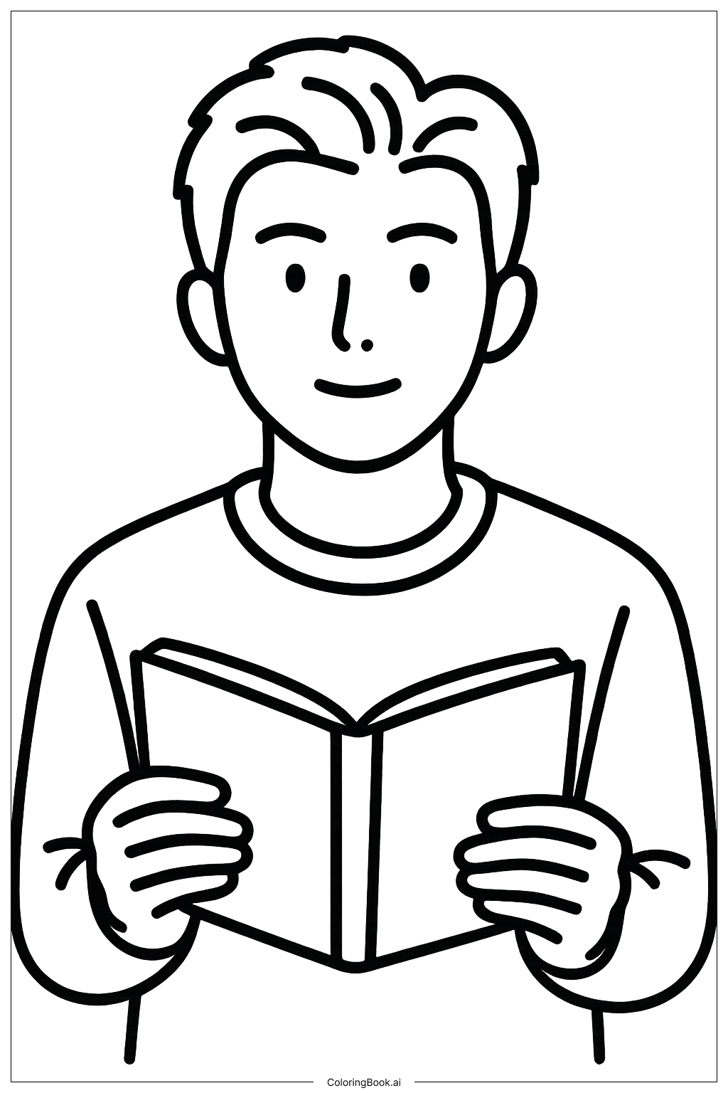 Page de coloriage Membre de BTS RM avec un livre 