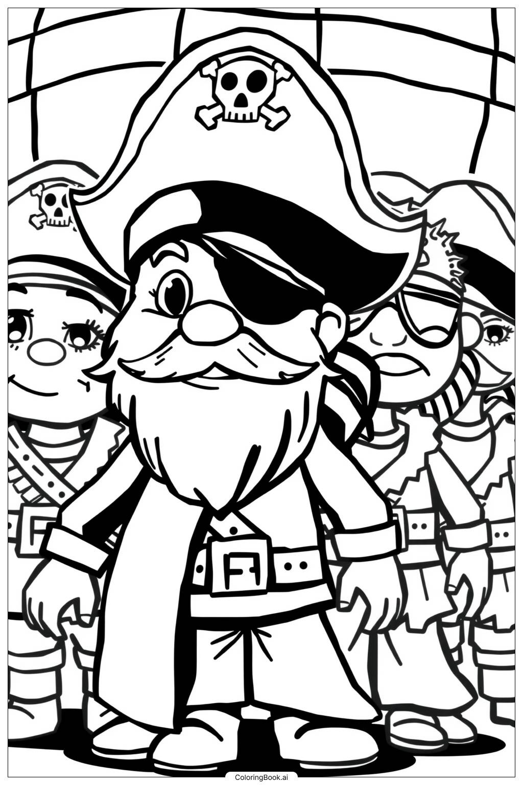  Pirate Party with Dancing and Music Coloring Page 