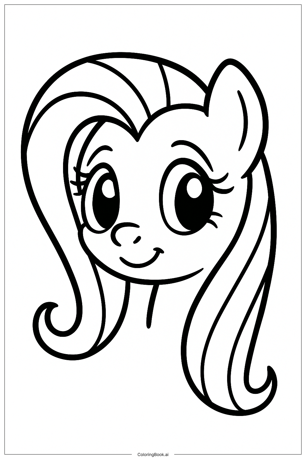  Trang tô màu Khuôn Mặt Fluttershy Với Nụ Cười E Thẹn 