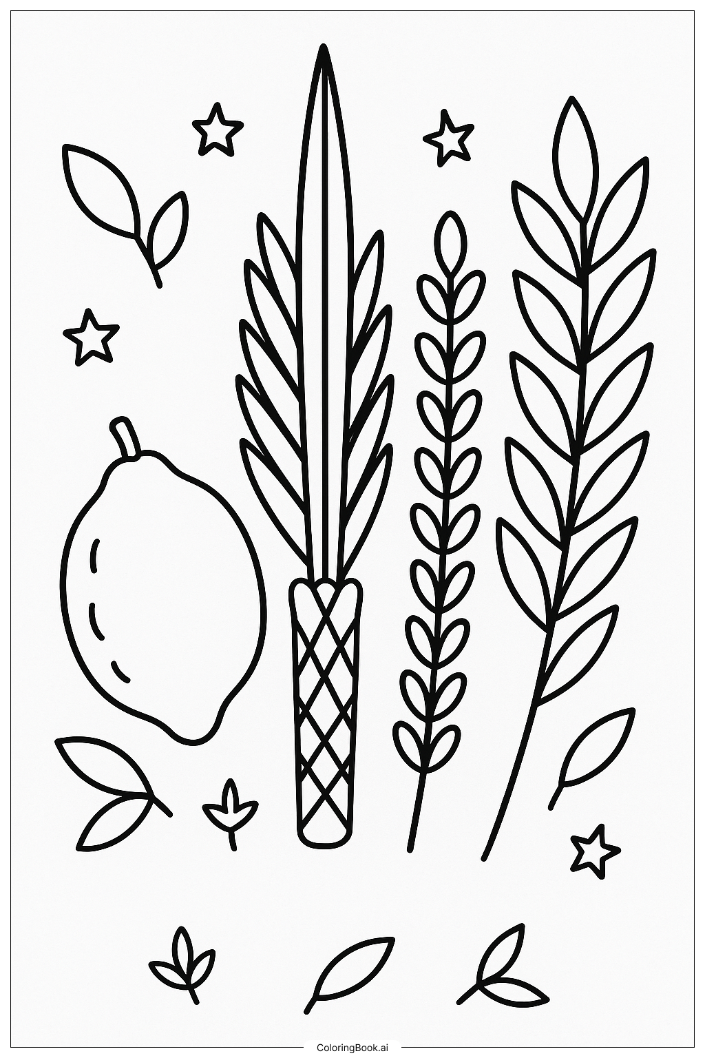  スコットの四種の植物の塗り絵ページ 