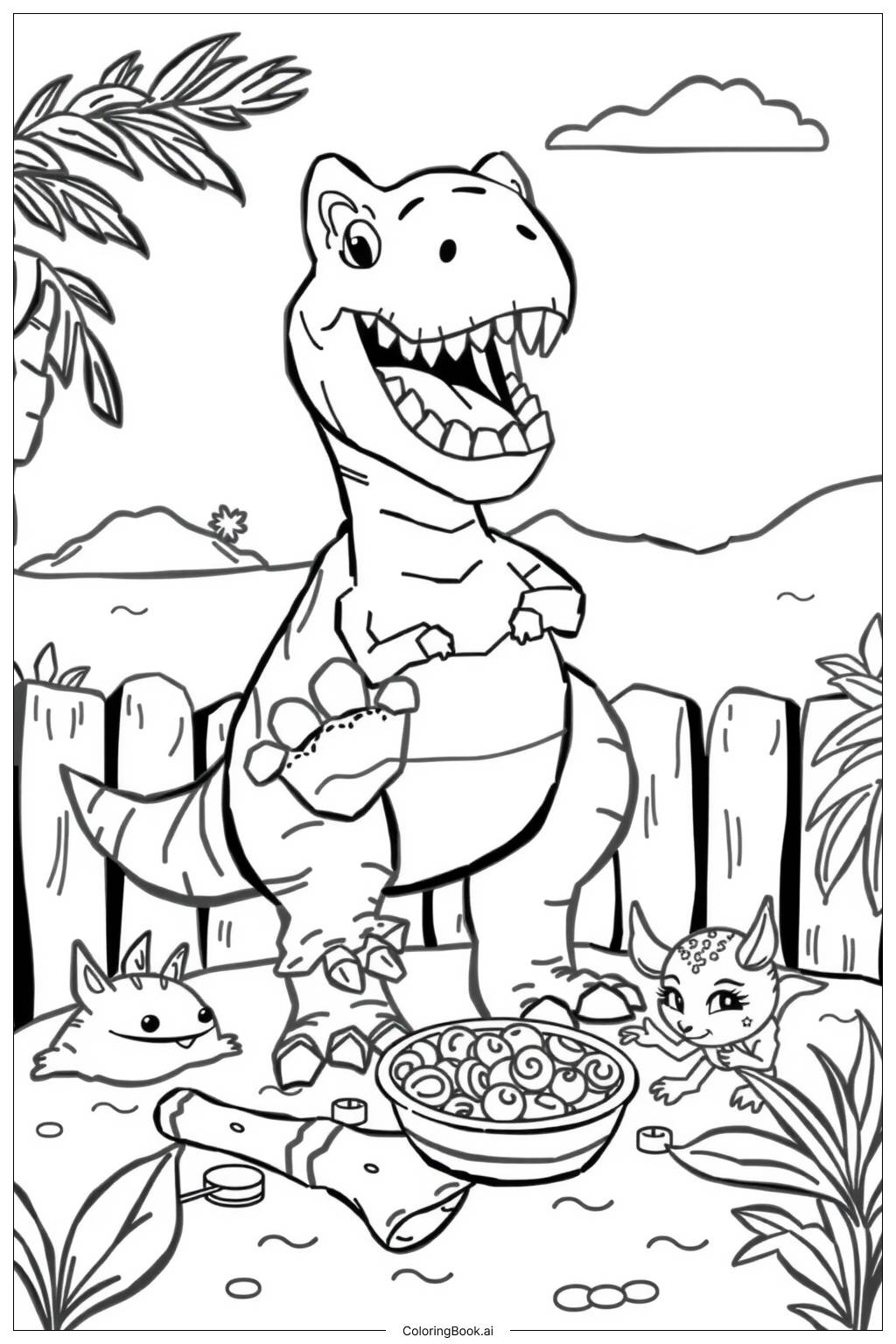  Página para colorear de Jurassic World Hora de Alimentar Dinosaurios 