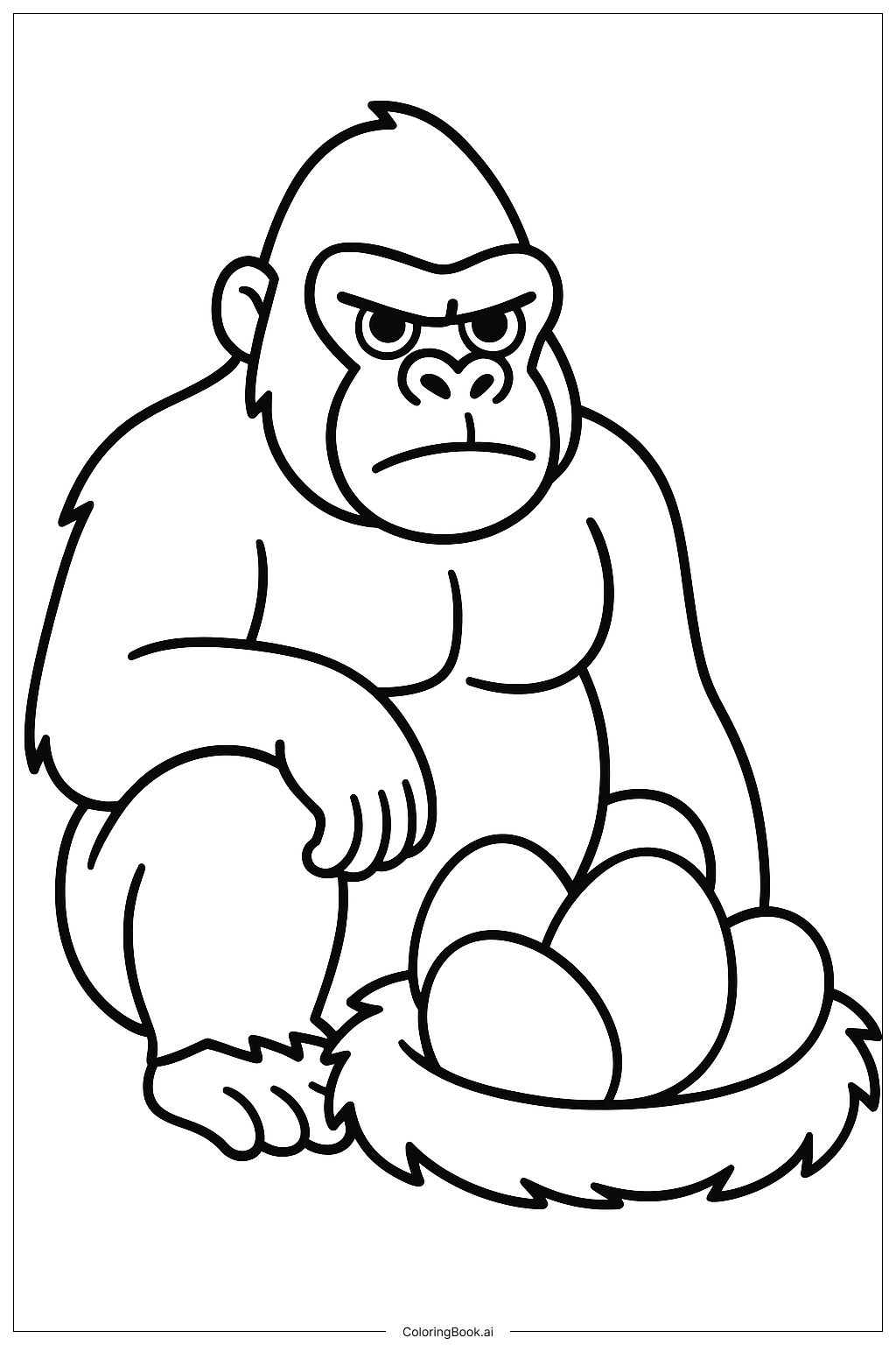  King Kong Guarding a Nest of Eggs Coloring Page 