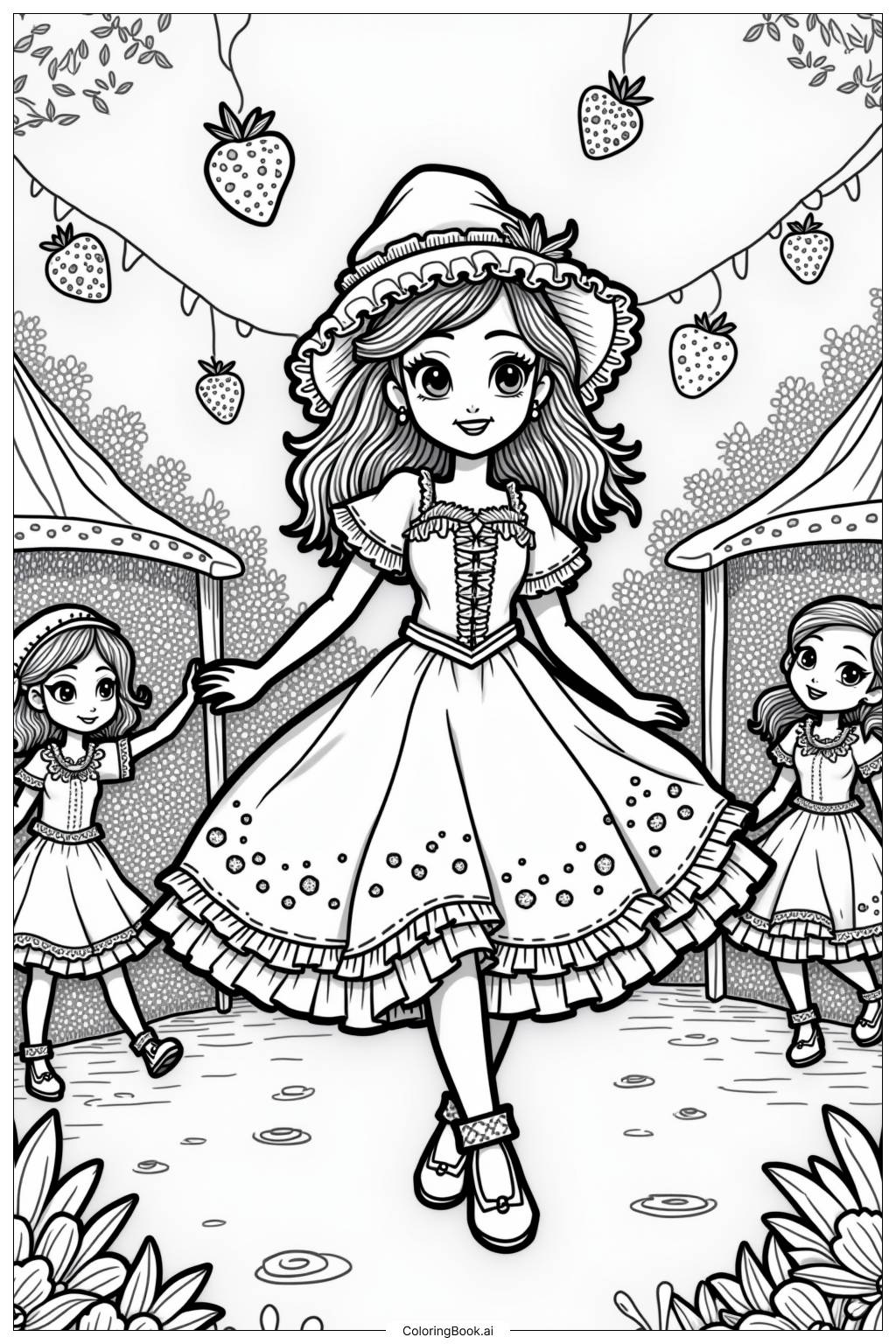  Page de coloriage Festival des aventures Berry Bitty de Fraise Courtcake 