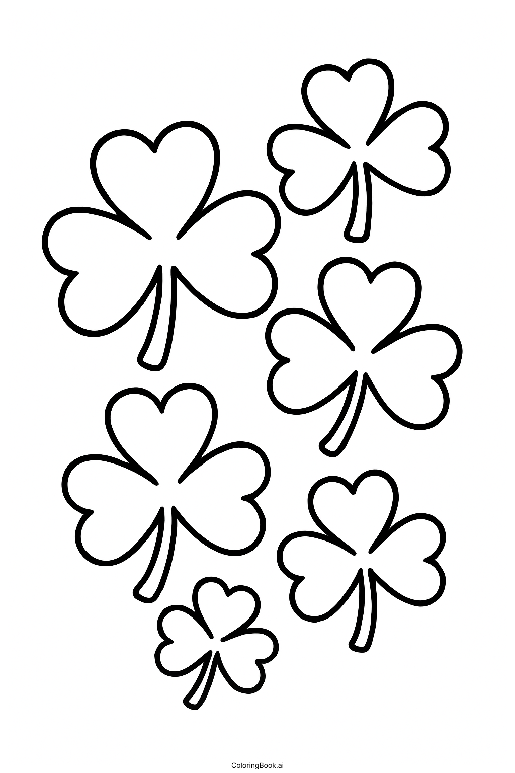  St. Patrick's Day Kleeblatt Bündel Ausmalseite 