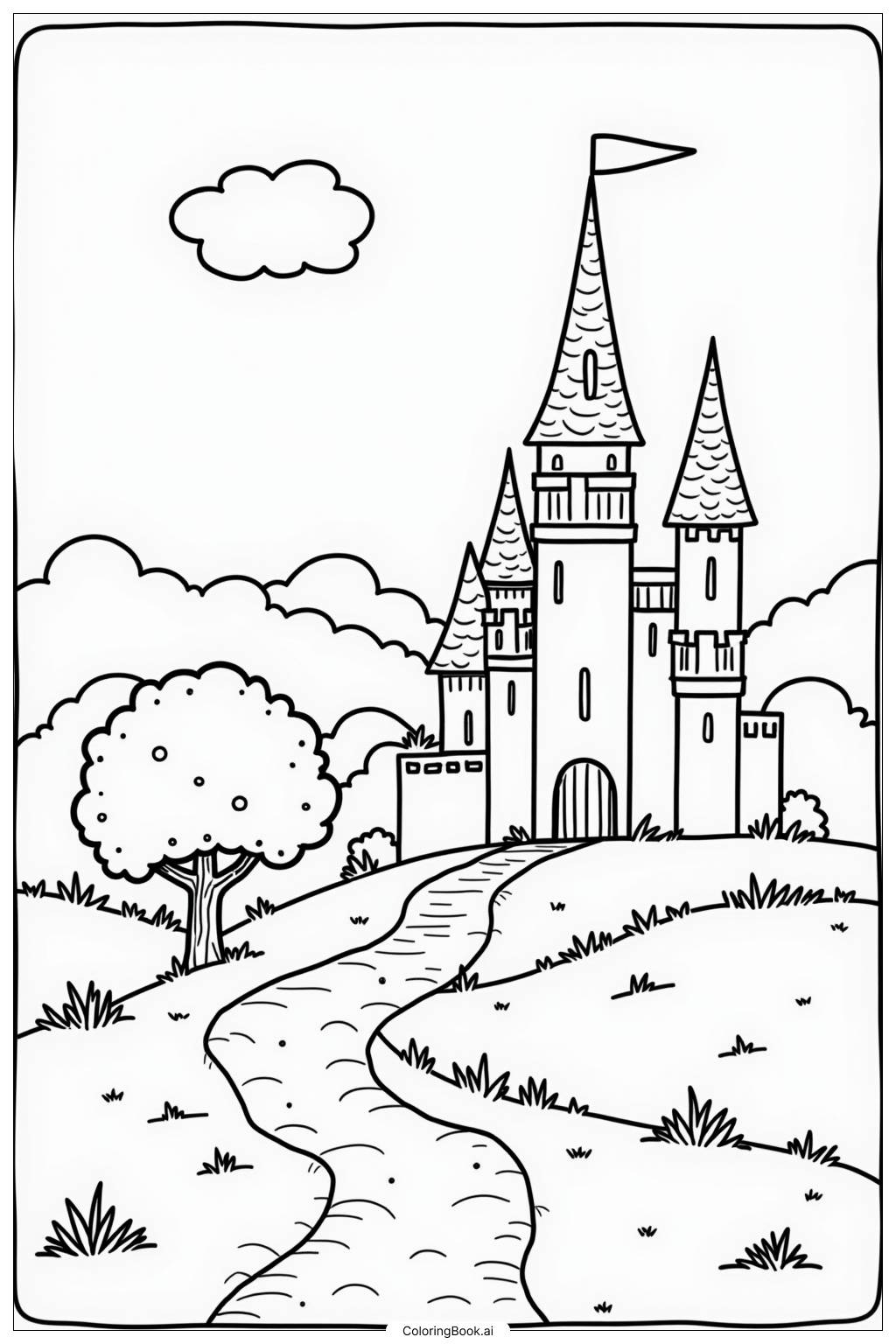  Page de coloriage Château détaillé pour adultes Architecture 