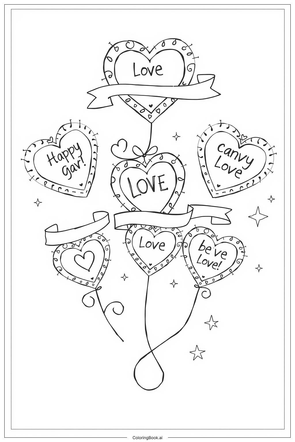  Heart Emoji And Candy Hearts Coloring Page 