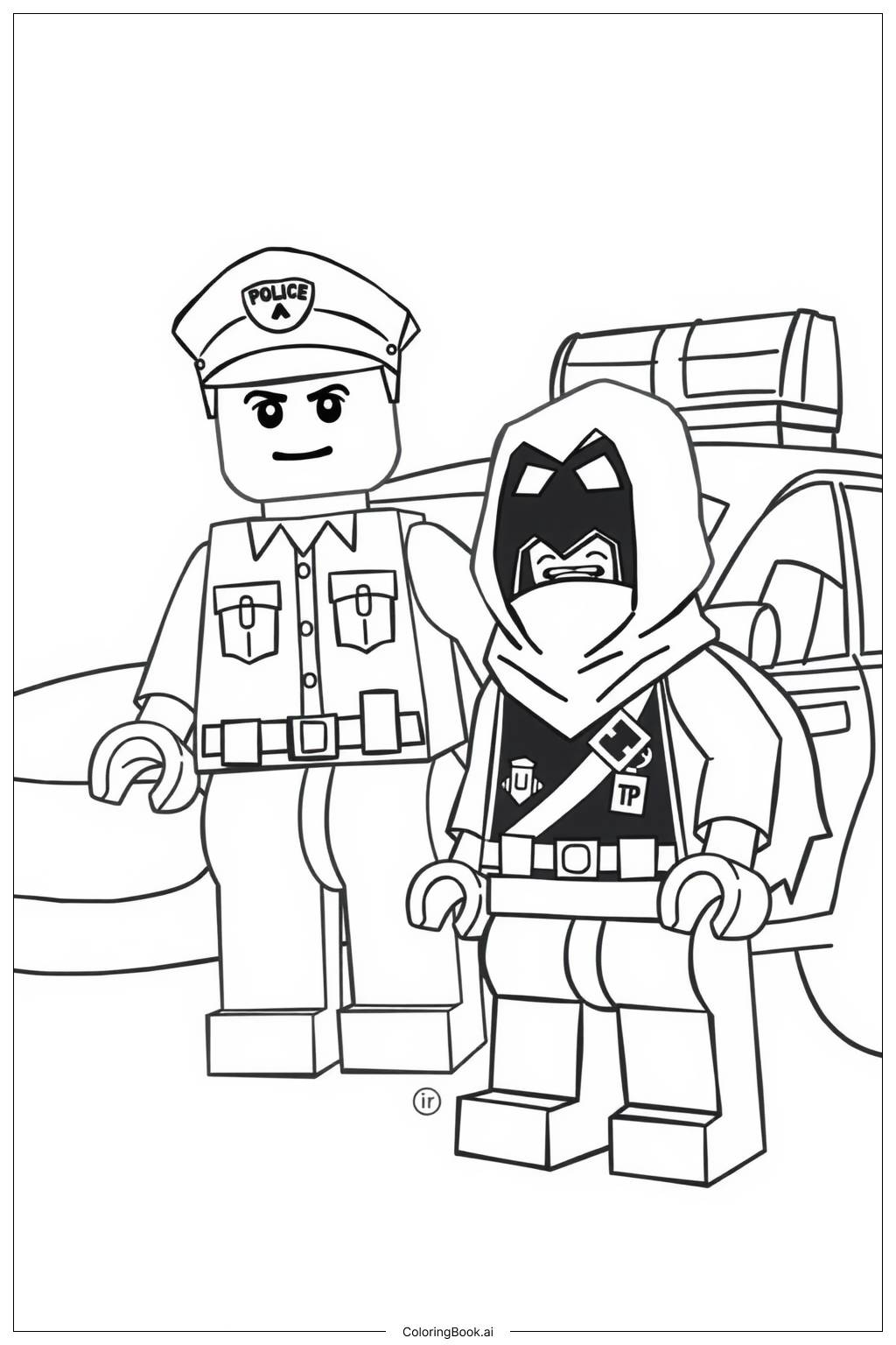  Lego Police Car Chase Scene Coloring Page 