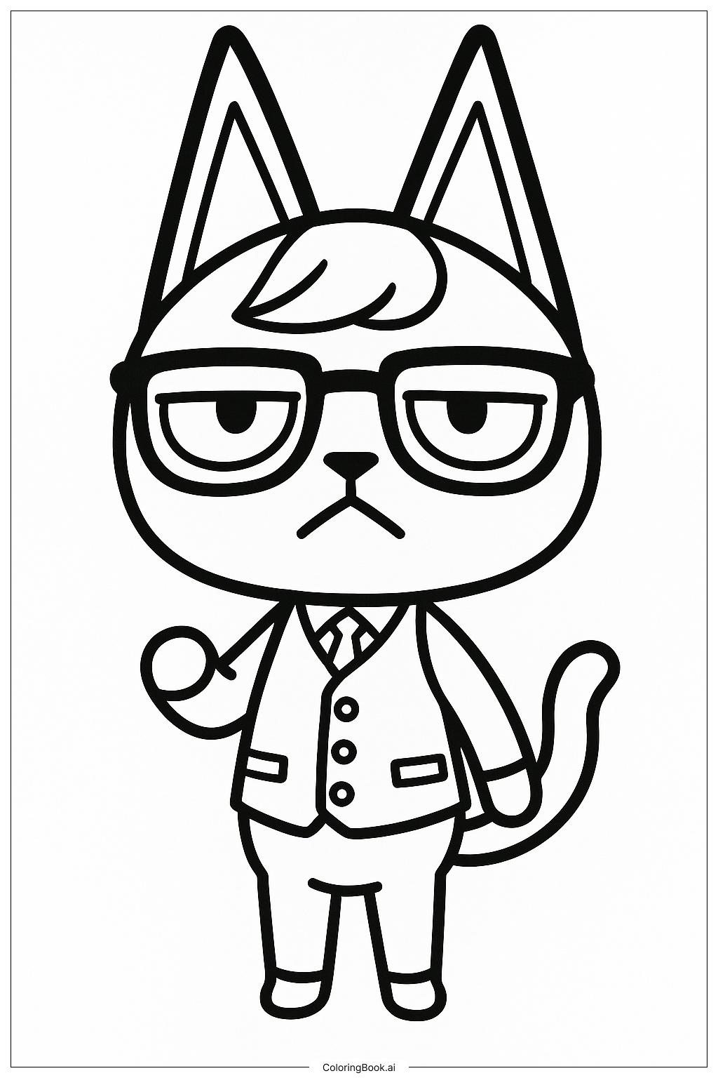 Animal Crossing Bewohner Raymond mit Brille Ausmalseite 
