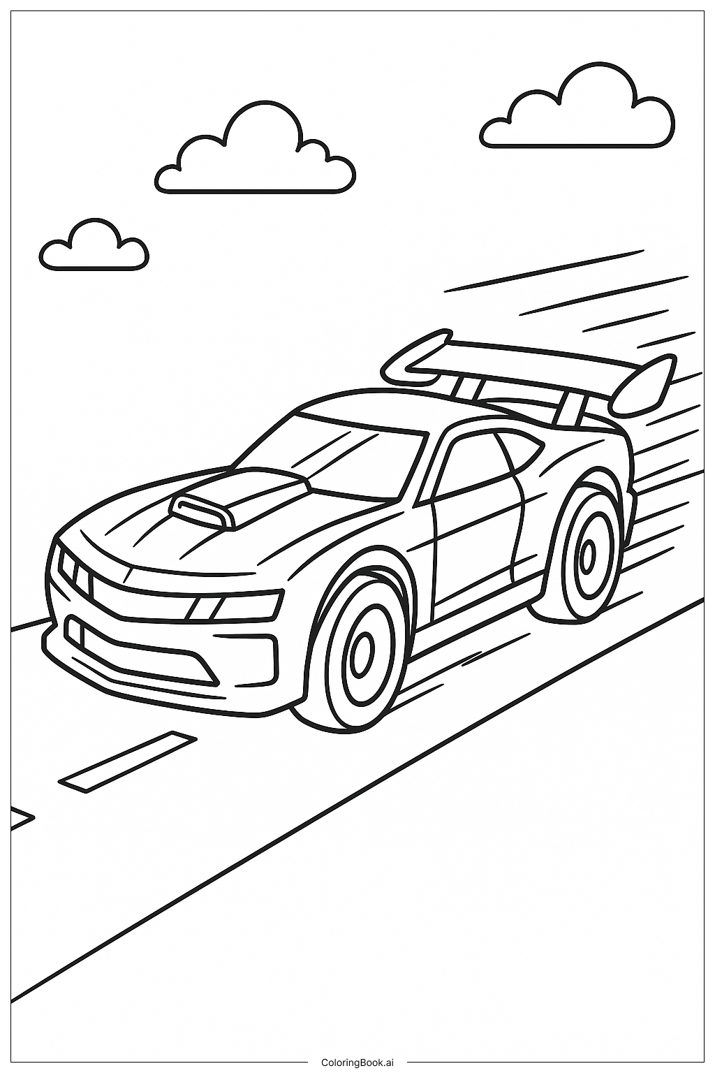  Hot Wheels Car With Speed Lines Coloring Page 