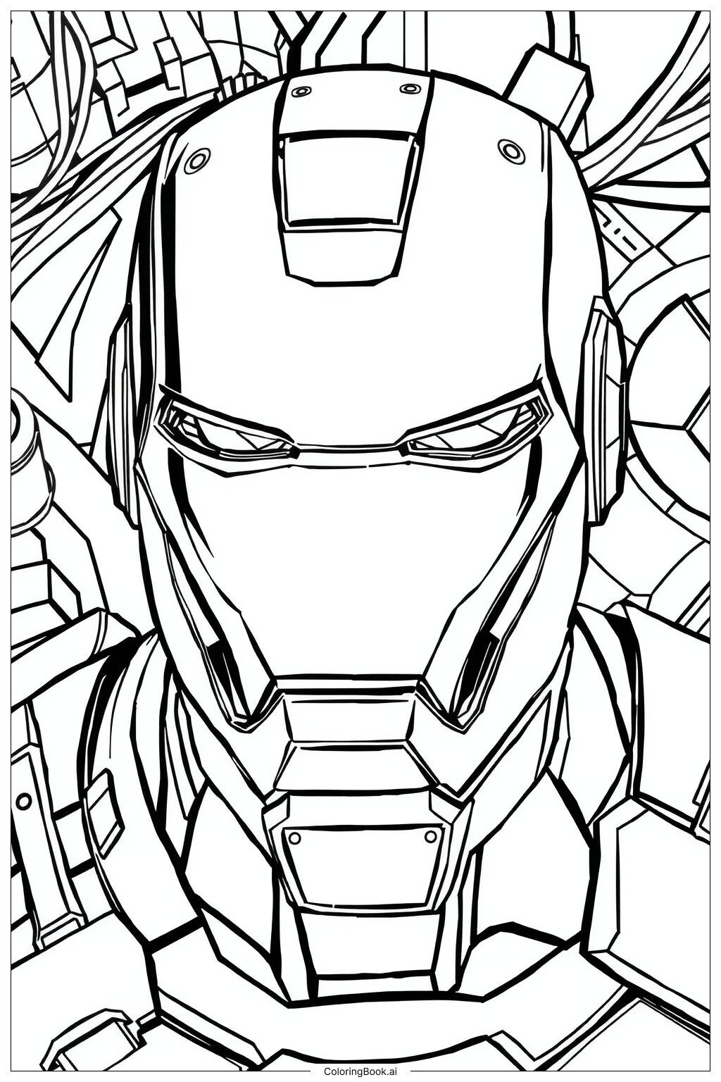  Iron Man Helmet Close-Up-2 Coloring Page 