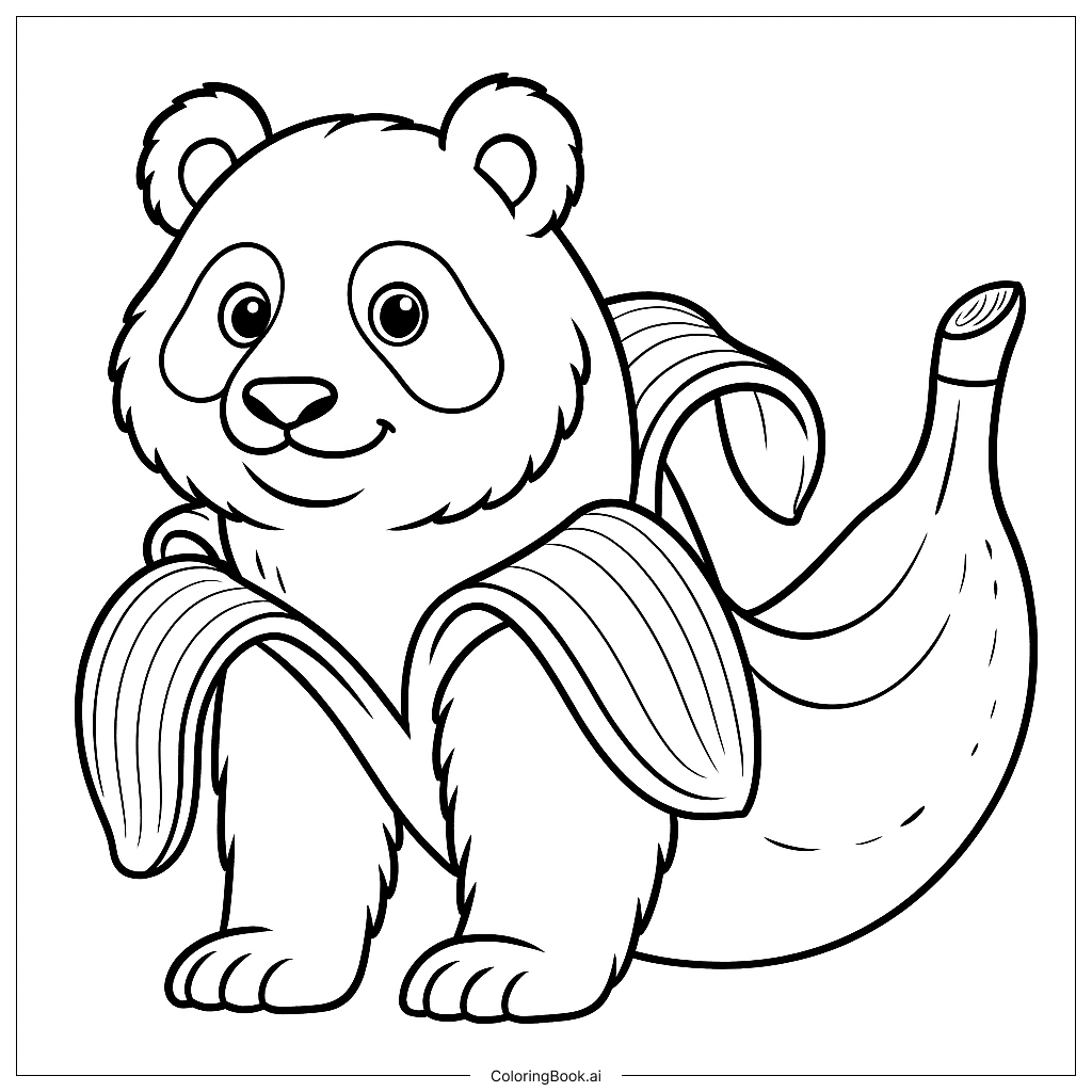  潘达奇尼 香蕉熊填色页 