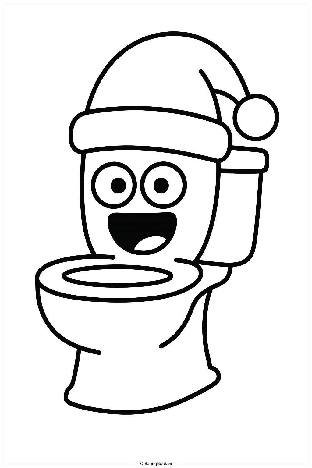  Page de coloriage Toilette Skibidi avec un chapeau de Père Noël 