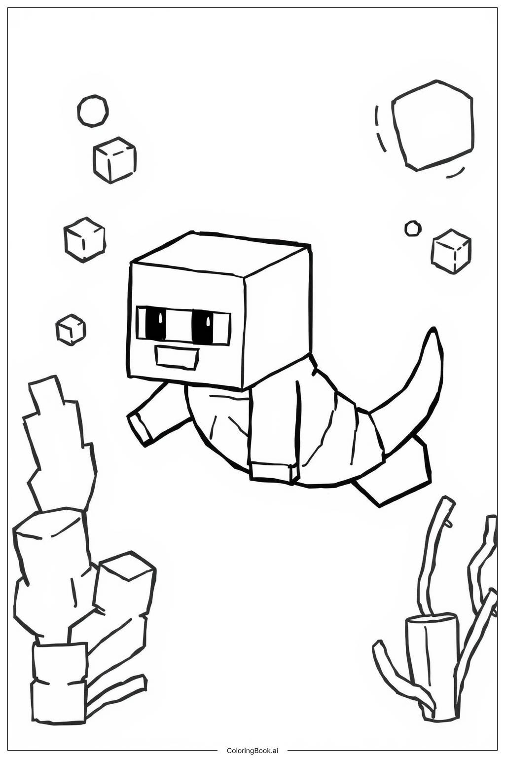  Page de coloriage Mignon Axolotl Minecraft 