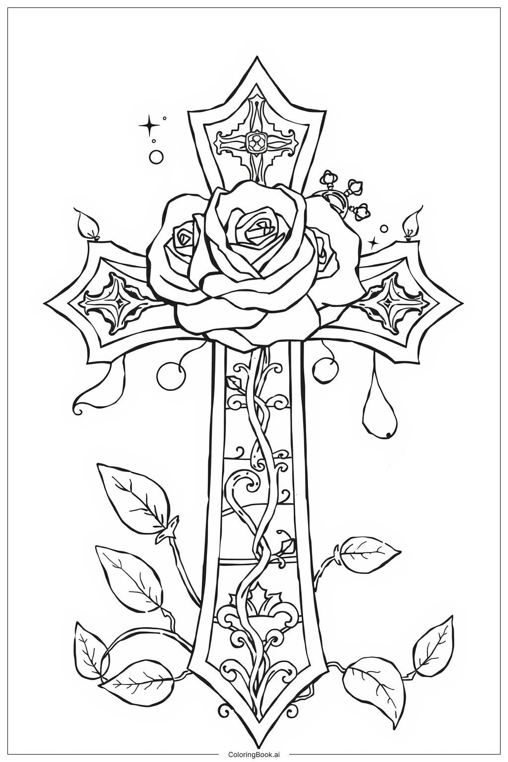  Página para colorear de Diseño de Cruz Rosa-2 