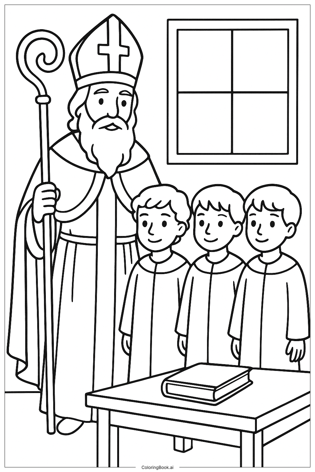 성 니콜라오와 세 명의 학자들 색칠공부 페이지