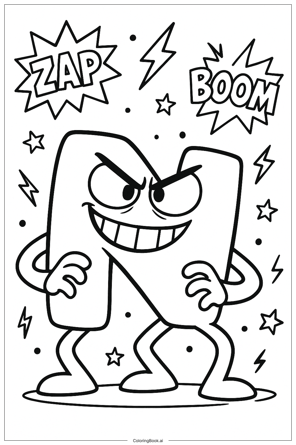 Alphabet Lore N The Villain Posing Coloring Page