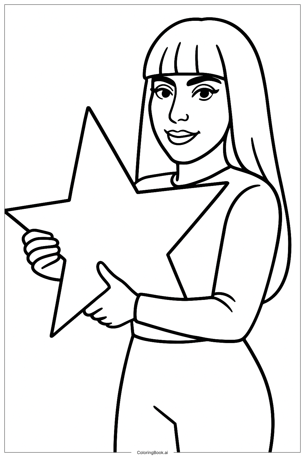  Lady Gaga With A Star Coloring Page 