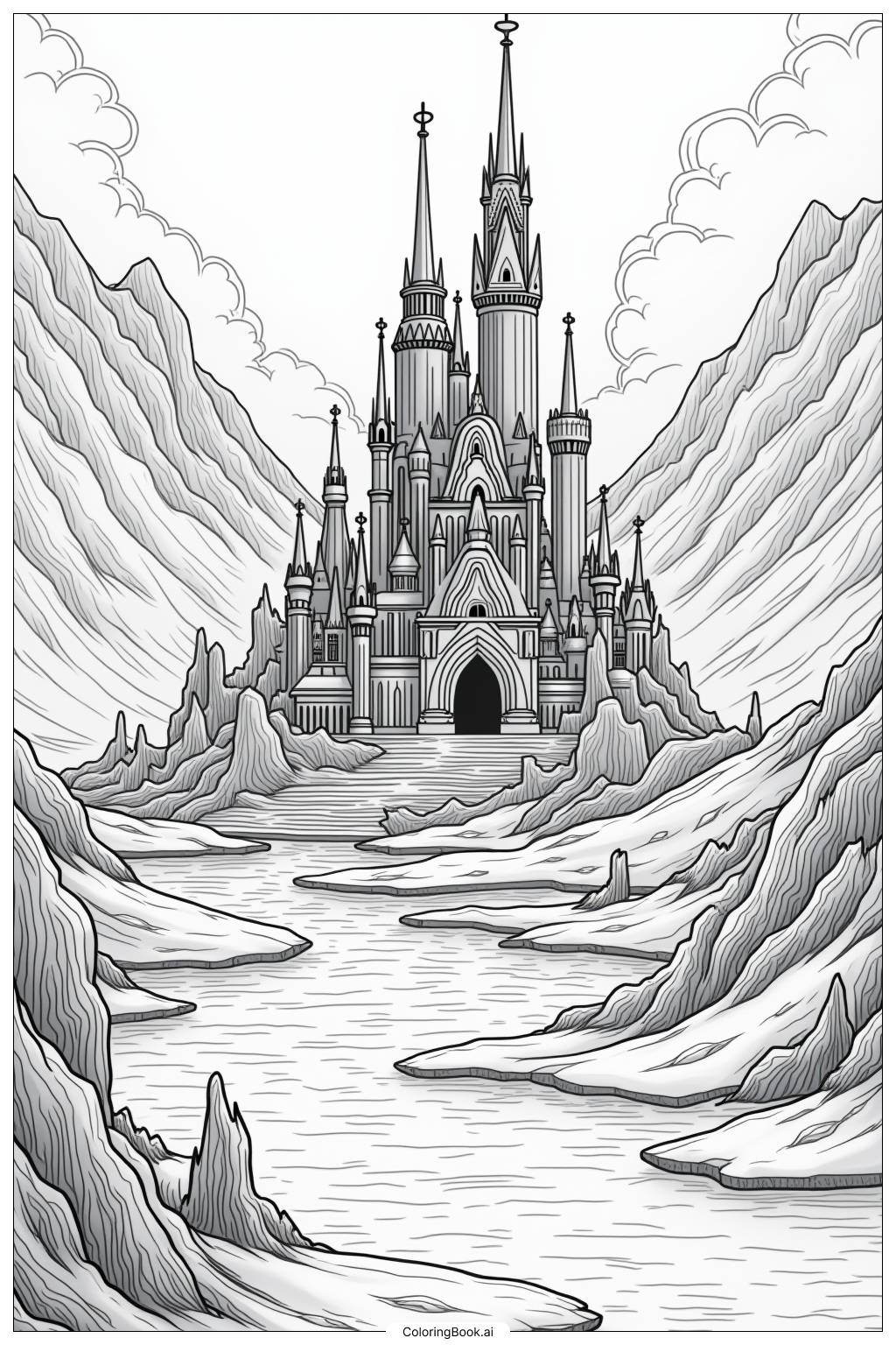  Page de coloriage Palais de Glace d'Elsa 