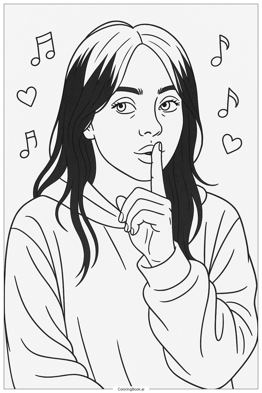 Trang tô màu Billie Eilish Thì thầm một bí mật