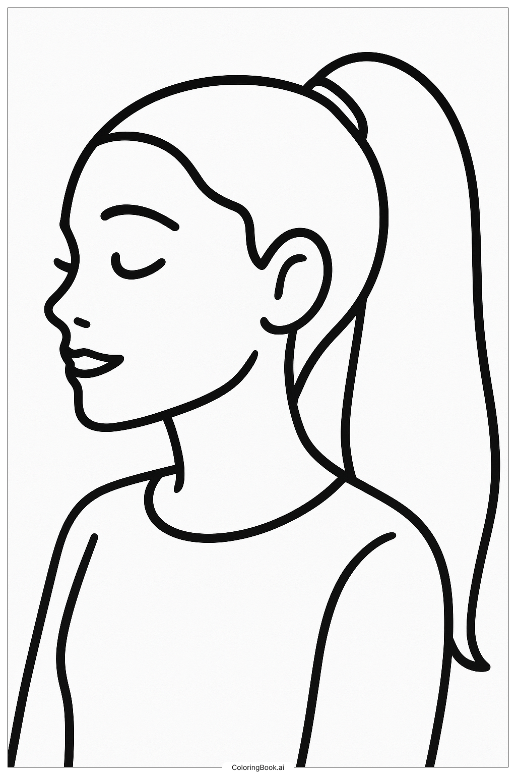  Página para colorear de Ariana Grande con una coleta simple 