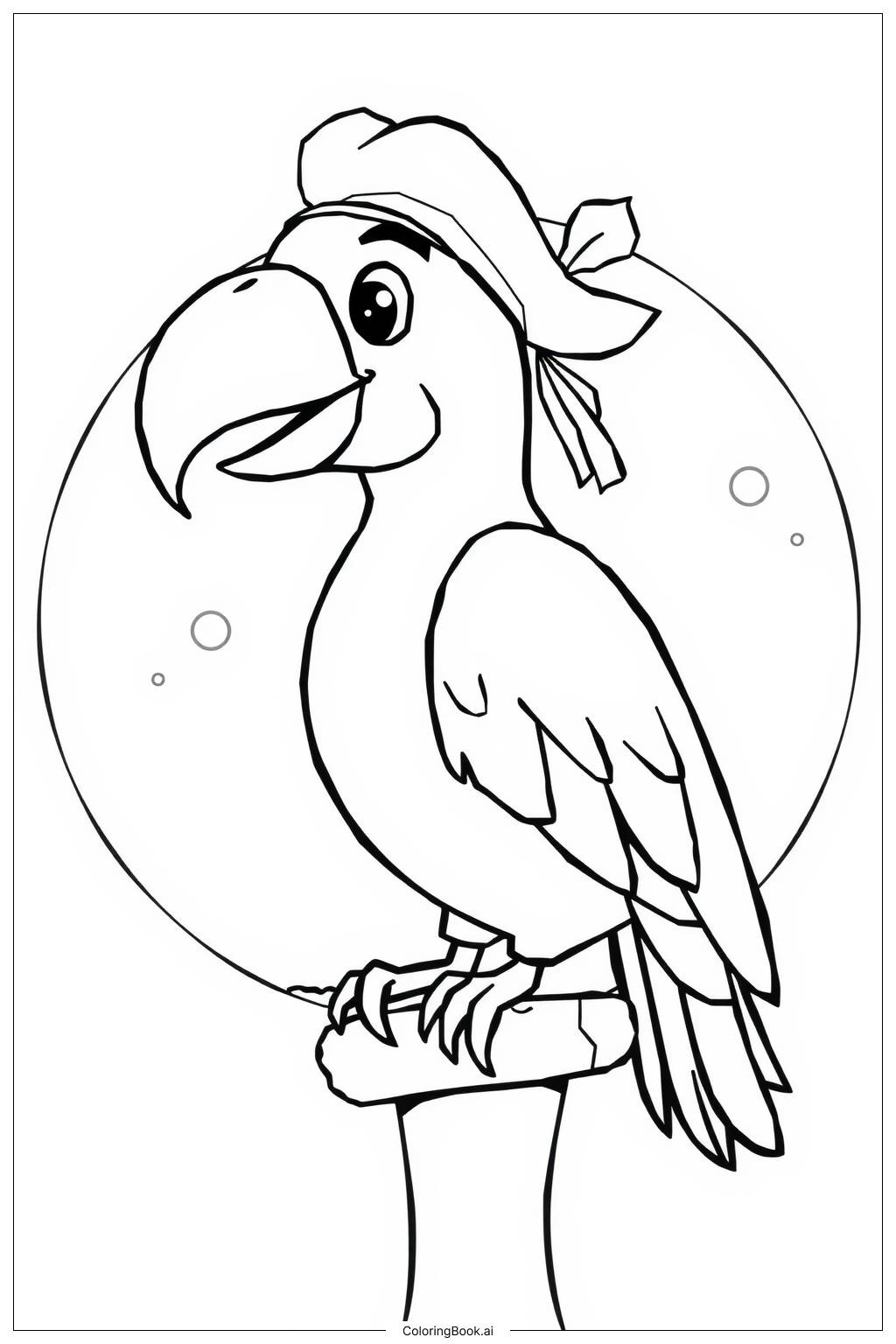  Pirate Parrot on a Perch Coloring Page 