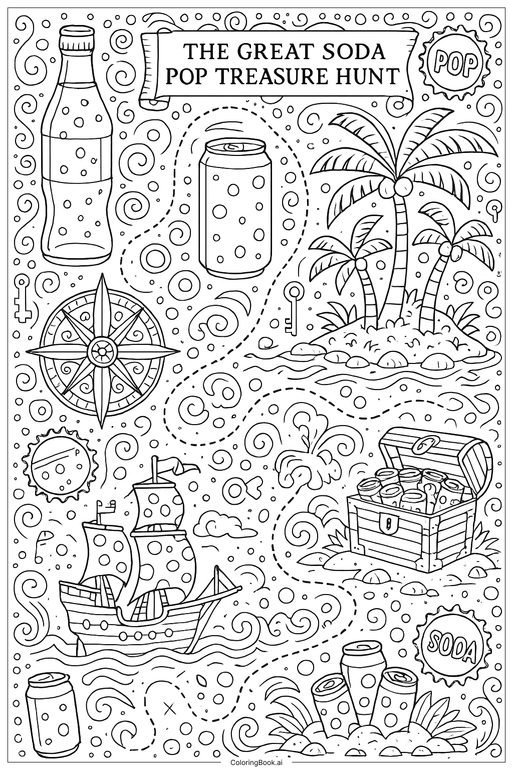  The Great Soda Pop Treasure Hunt Map Coloring Page 