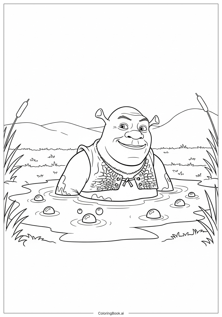Trang tô màu Shrek Tắm Bùn