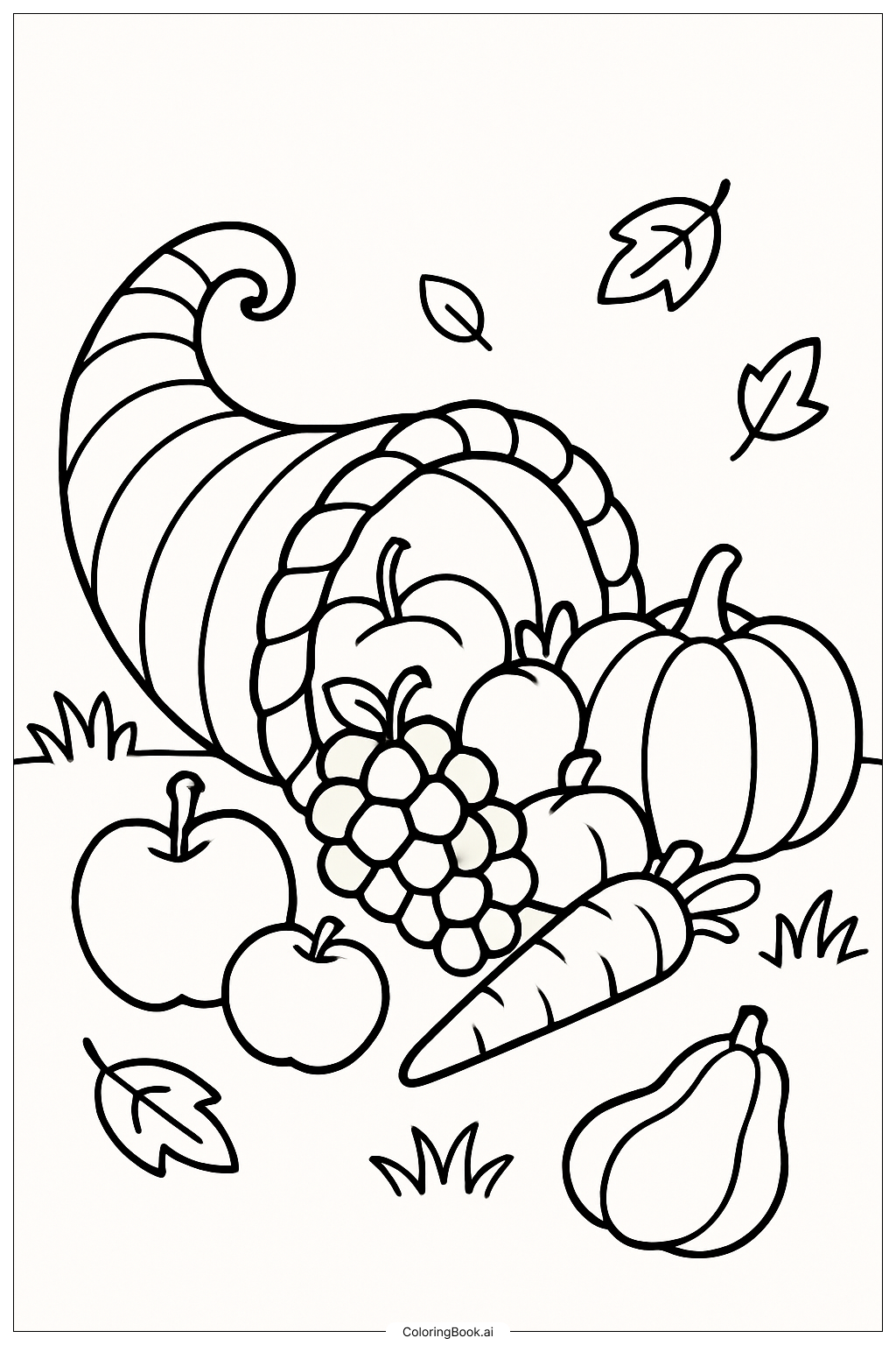  Trang tô màu Cornucopia Spilling Fruits And Vegetables 