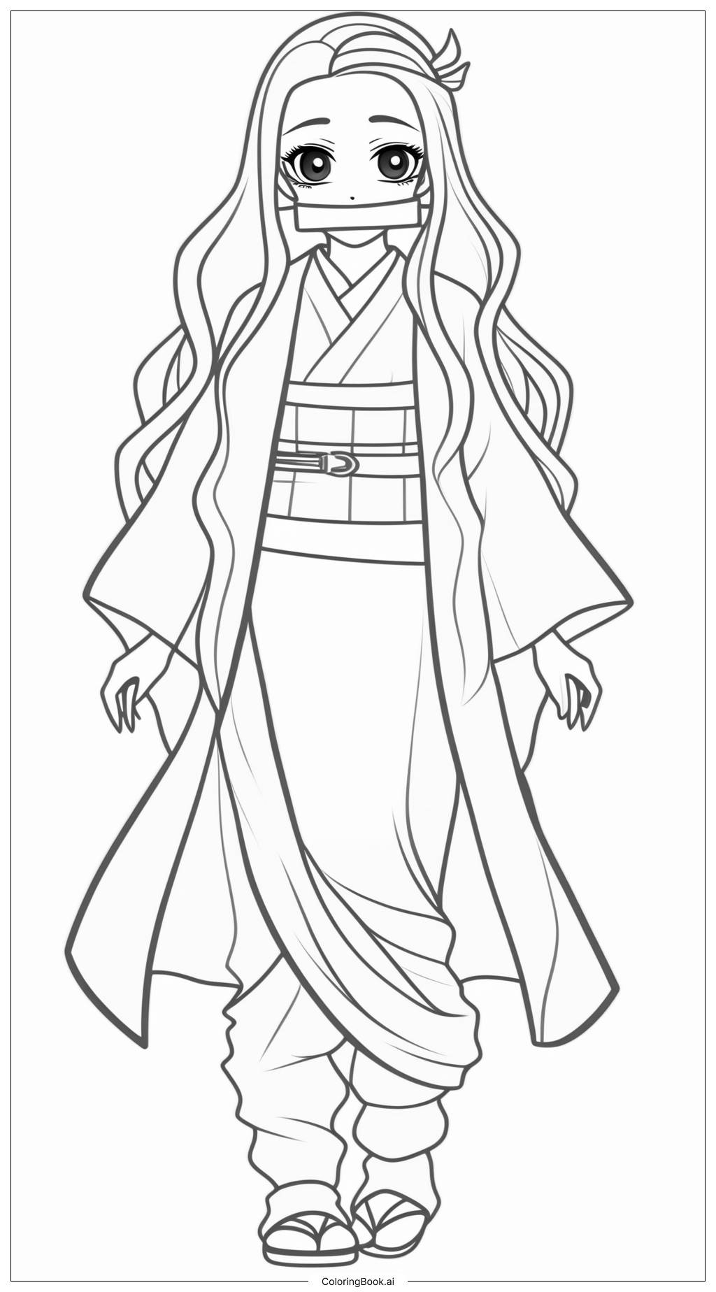  Nezuko Kamado Coloring Page 