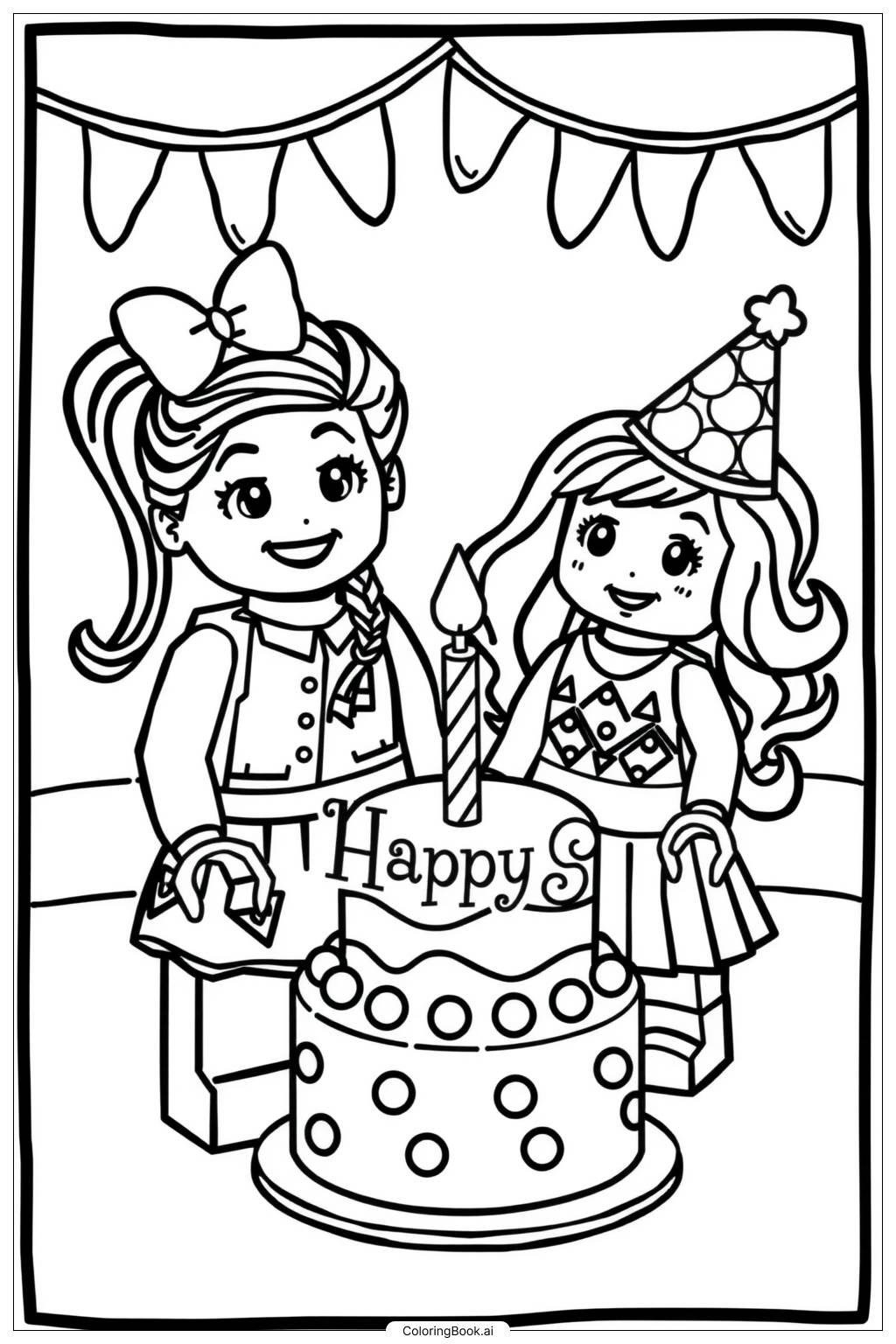  Lego Friends Birthday Party Celebration Coloring Page 