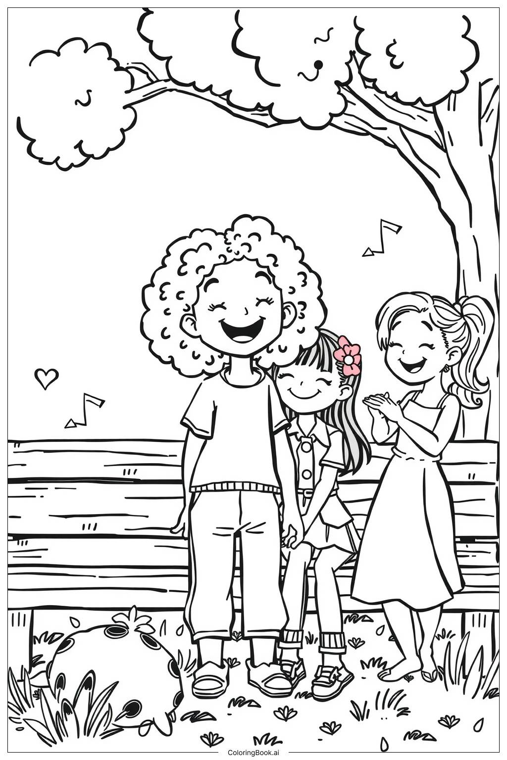  Black Girl Laughing with Her Best Friends Coloring Page 