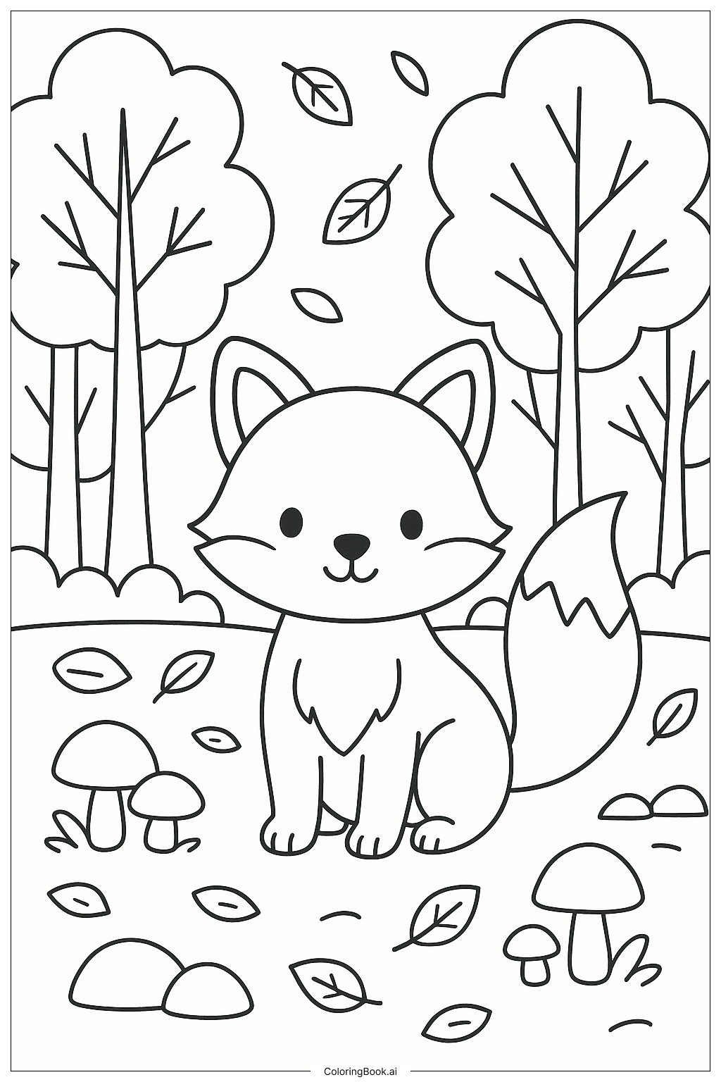  Ein Herbstfuchs im Wald Ausmalseite 