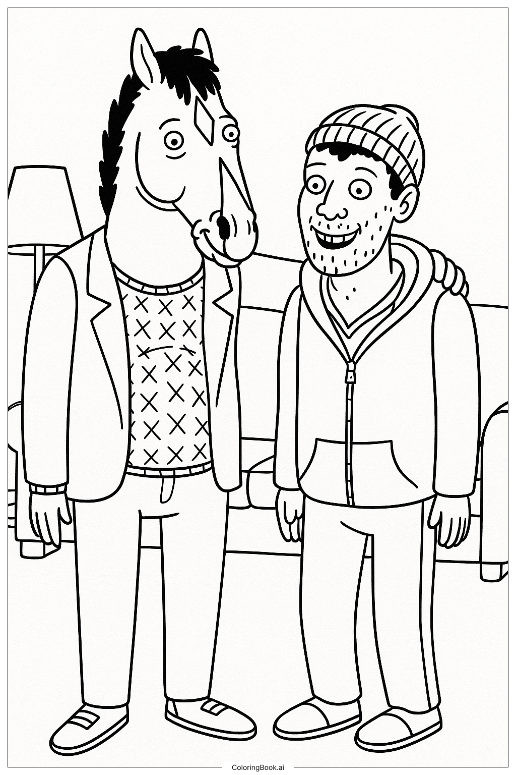  Page de coloriage Bojack Horseman et Todd Chavez 