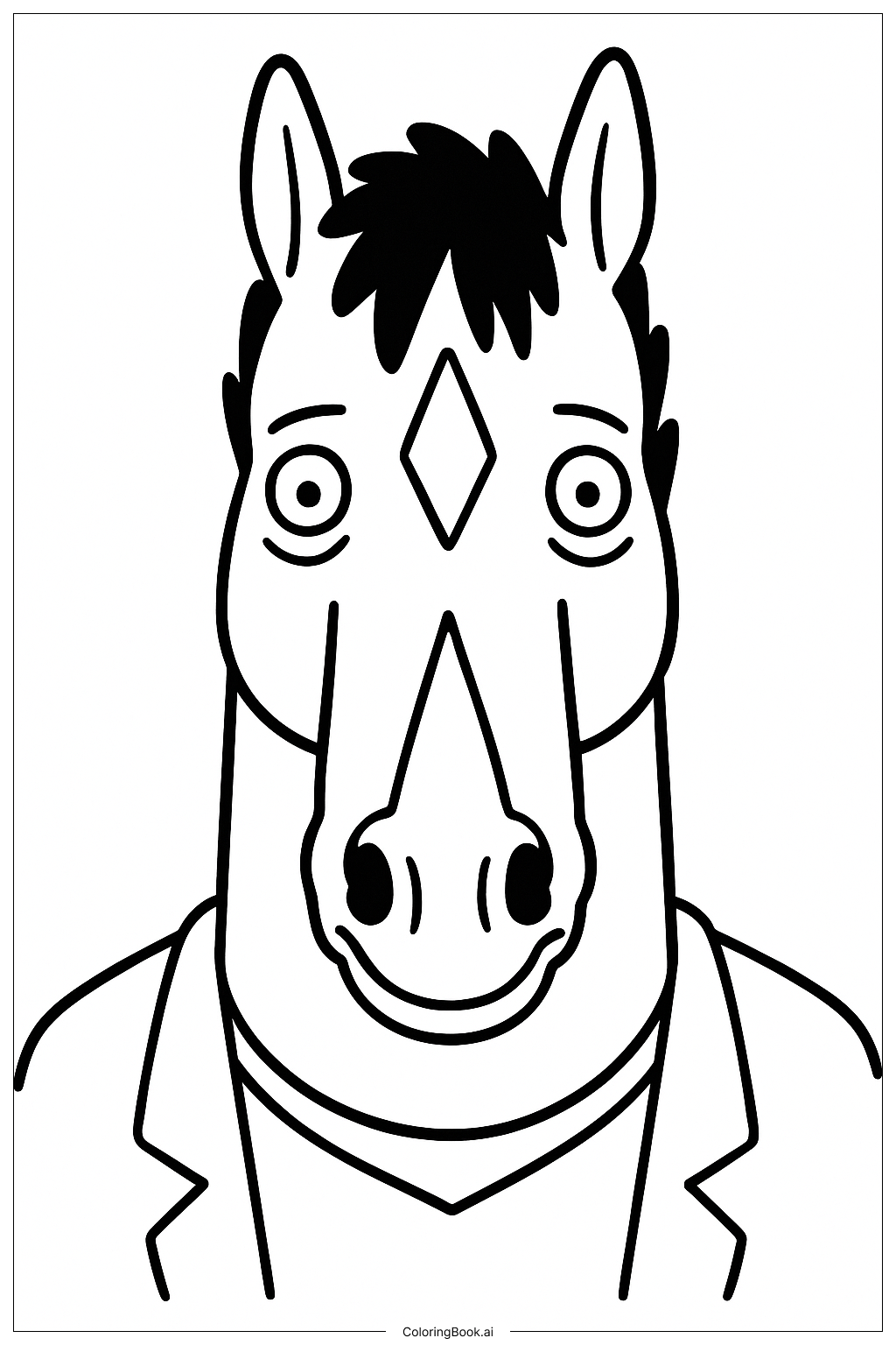  Page de coloriage Bojack Horseman Gros Plan Visage 