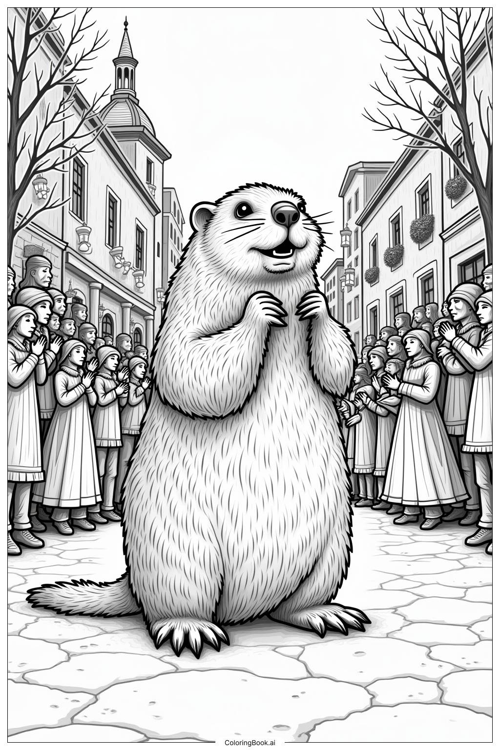  Página para colorir de Celebração do Dia da Marmota 