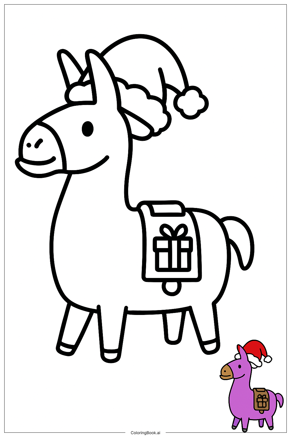  Fortnite Weihnachts-Lama mit Hut Ausmalseite 