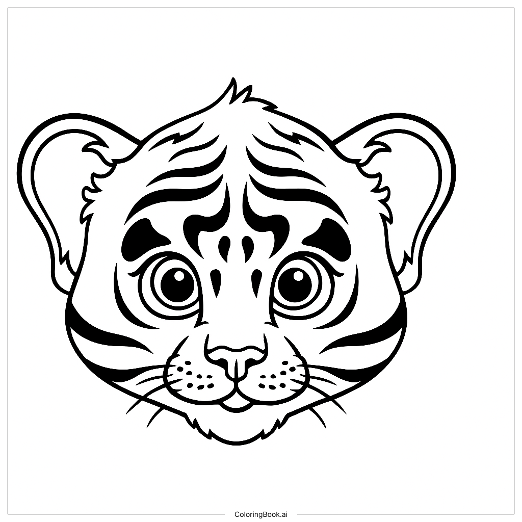  Page de coloriage Visage d'un tigre de notre personnage Forrest 