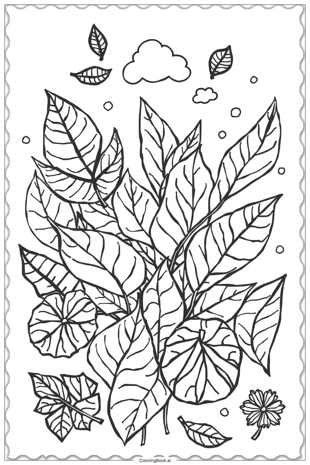  Leaf Stamps on Craft Paper-2 Coloring Page 