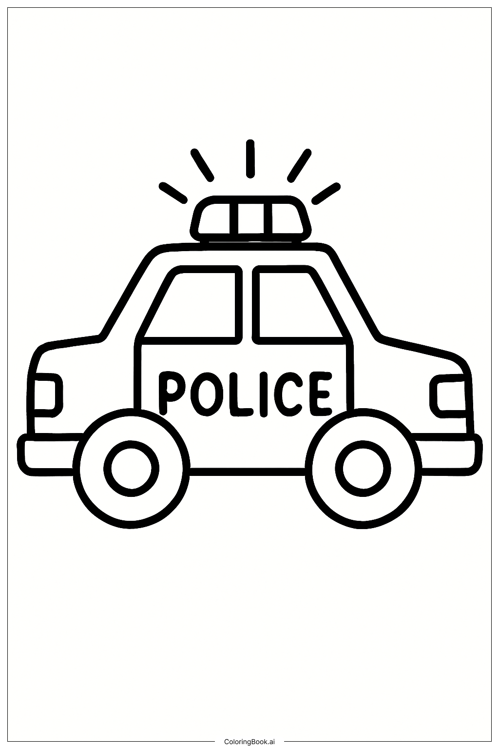  Police Car with Flashing Lights Coloring Page 