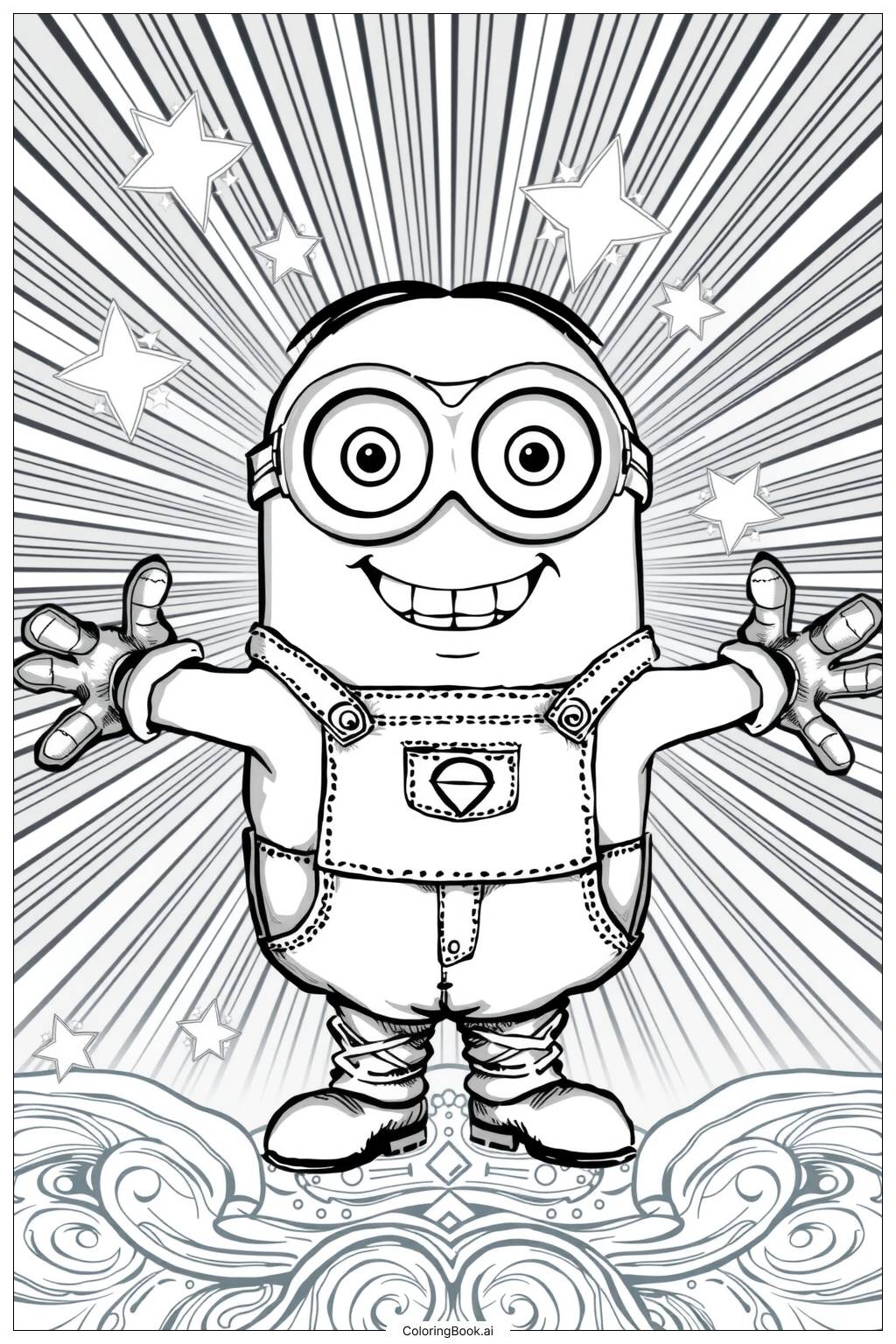  full page minion with a big grin Coloring Page 