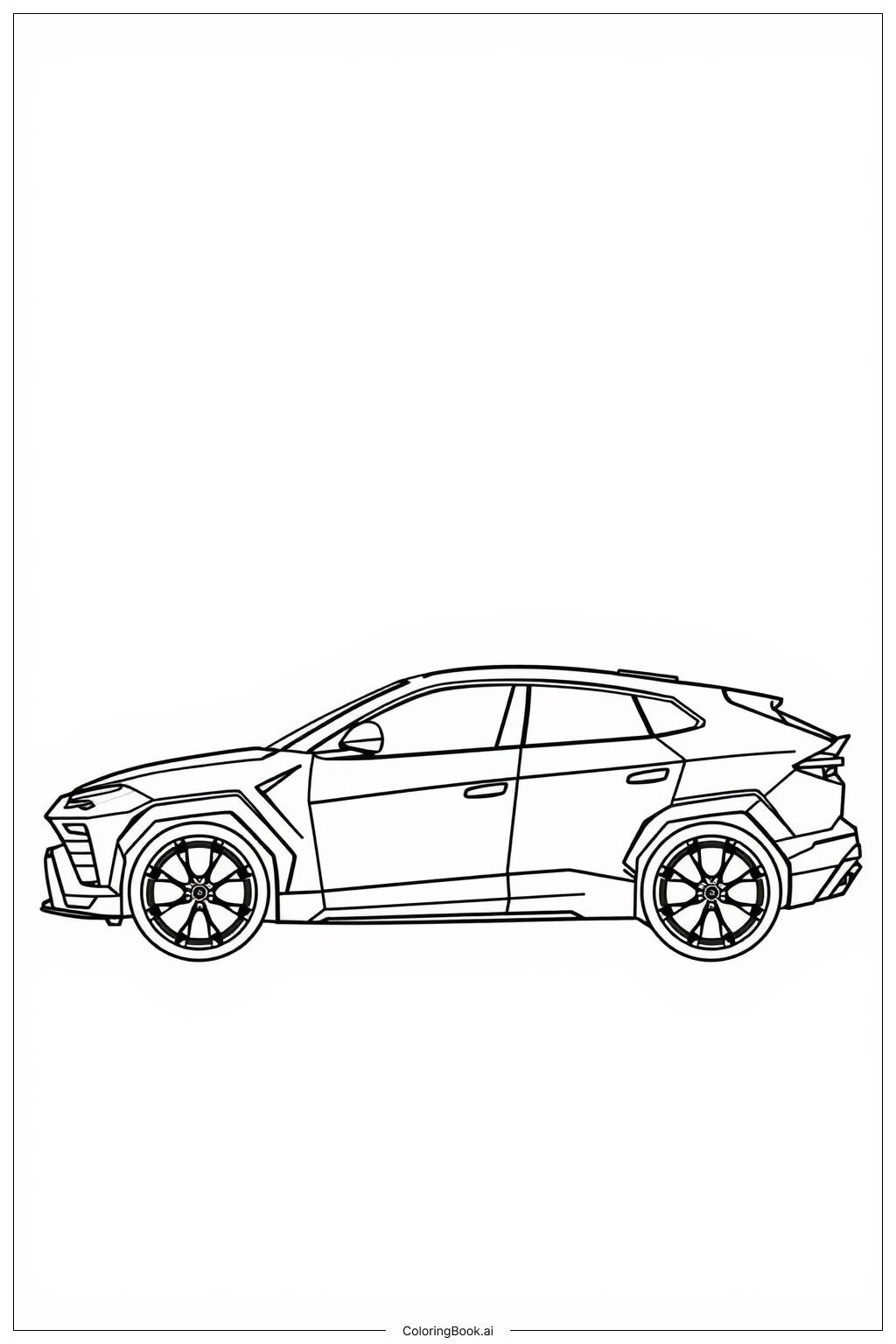  Página para colorear de Vista lateral simple del Urus 