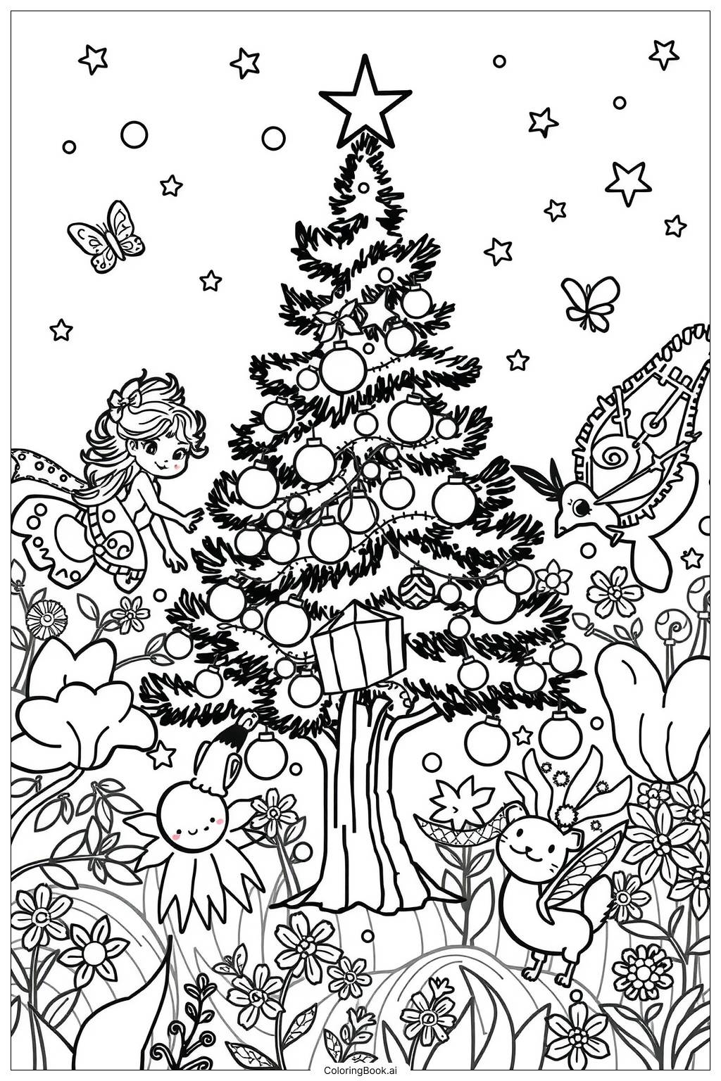  Enchanted Holiday Tree Garden Coloring Page 