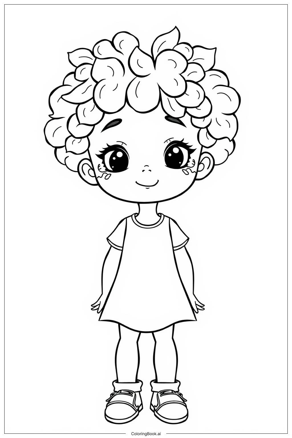  Black Girl in a Fashionable Street Scene Coloring Page 