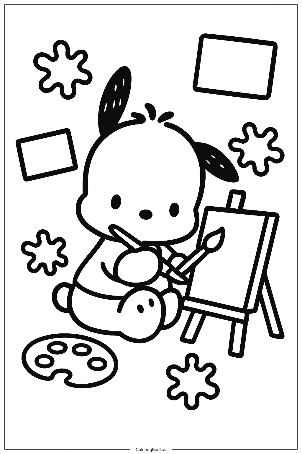 Pochacco 在画布上素描填色页